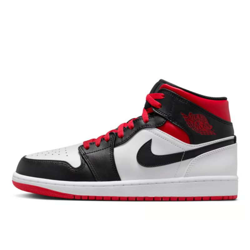 Air Jordan 1 Mid Black Toe Medium Red Collar - 2