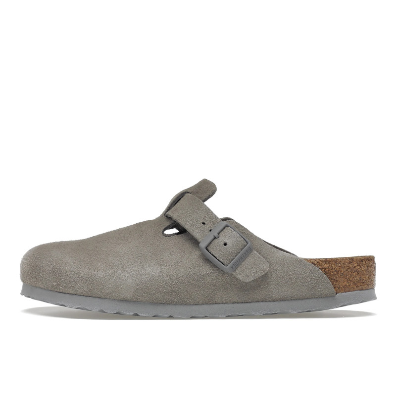 Birkenstock Boston Soft Footbed Suede Stone Coin - 1