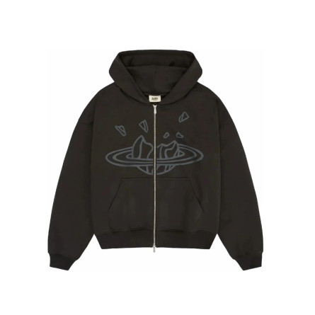 Broken Planet Zip Up Hoodie Soot Black - 1