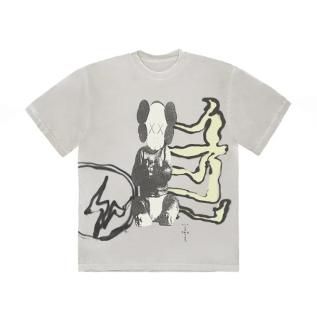 T-shirt Travis Scott Cactus Jack x Kaws for Fragment Aged Yellow - 1