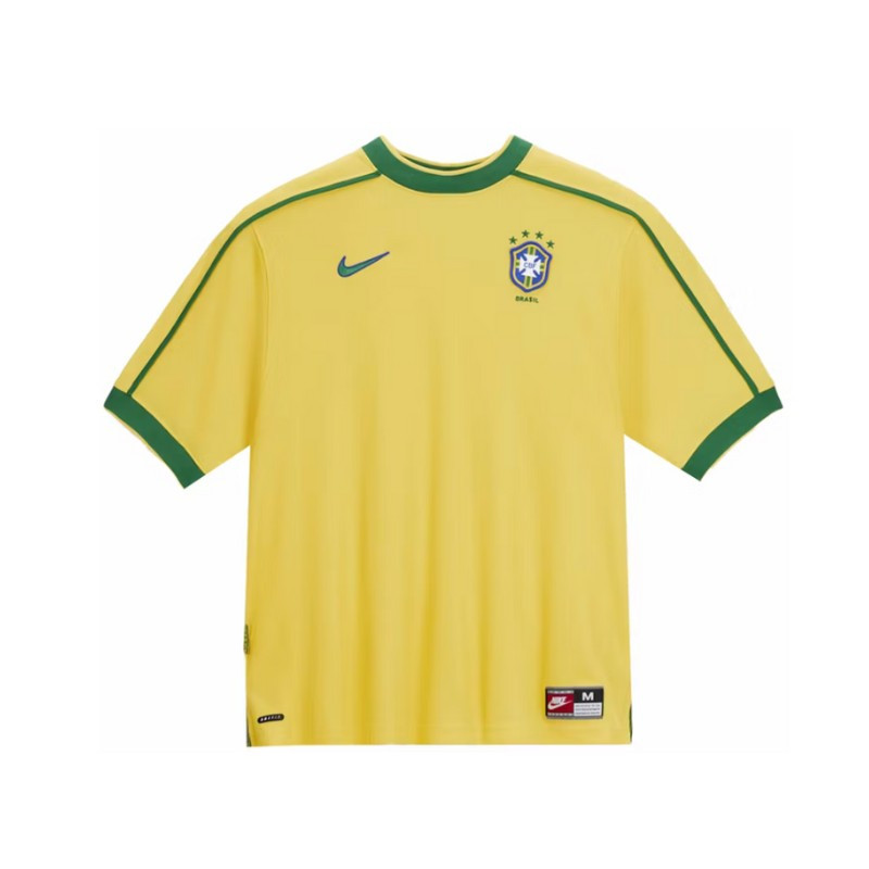 T-shirt Nike Brazil 1998 Reissue Corn Yellow Pine Green Football - 1