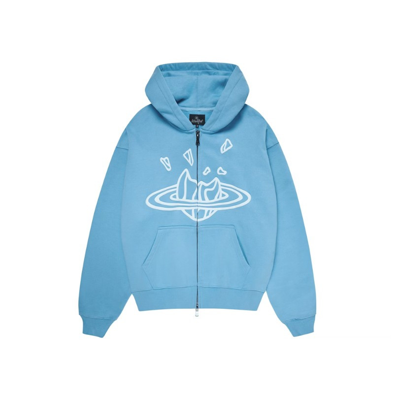 Broken Planet hoodie met rits lichtblauw - 1