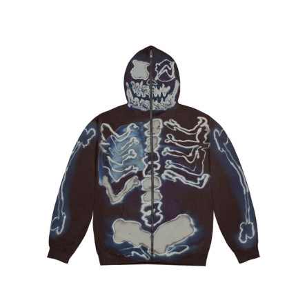 Full Zip Hoodie Travis Scott Cactus Jack For Fragment Skeleton Graffiti - 1