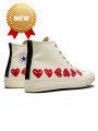 Converse Comme des Garçons High Blanche Multi Coeurs - 3