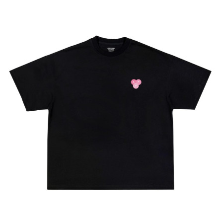 Schwarzes rosa T-Shirt mit Warnung vor nasser Farbe - 1