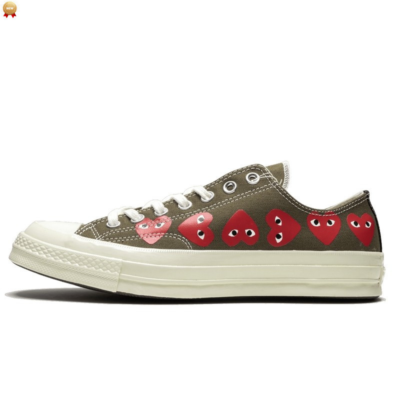 Converse Comme des Garçons Kaki Multi Hearts Basse--162976C-Limited Resell 
