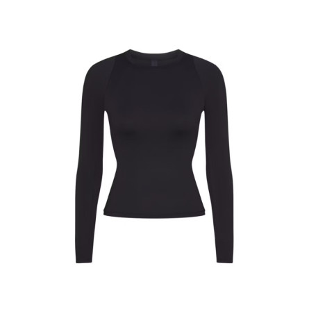 Nike x SKIMS Women's Weightless Layers Mock Neck Long Sleeve Top Obsidian - 1