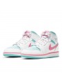 Air Jordan 1 Mid White Pink Green Soar--555112-102-Limited Resell 
