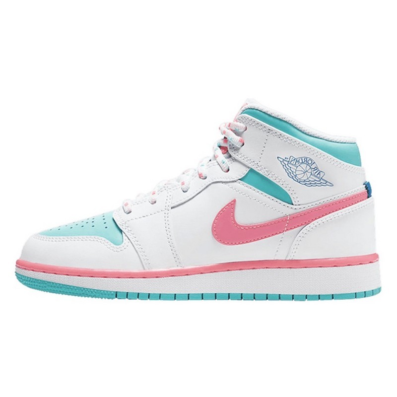 Air Jordan 1 Mid White Pink Green Soar - 1