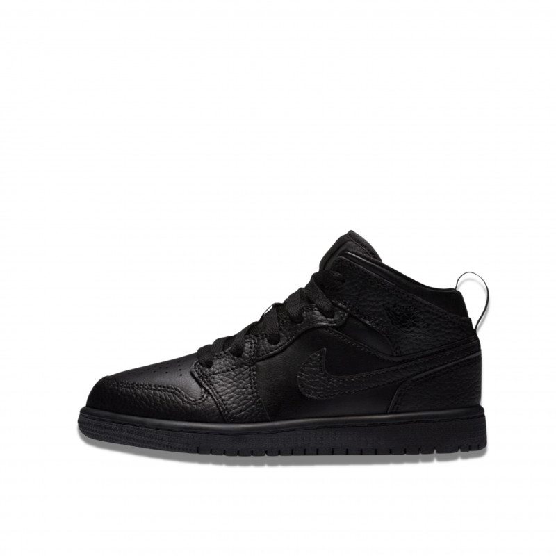 Air Jordan 1 Mid Triple Black Tumbled Leather Bambini e neonati - 1