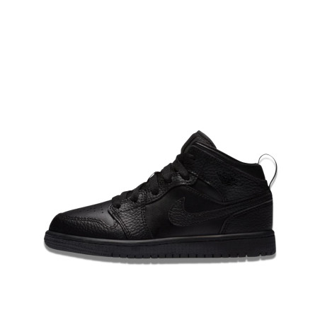 Air Jordan 1 Mid Triple Black Tumbled Leather Kids and Babies - 1